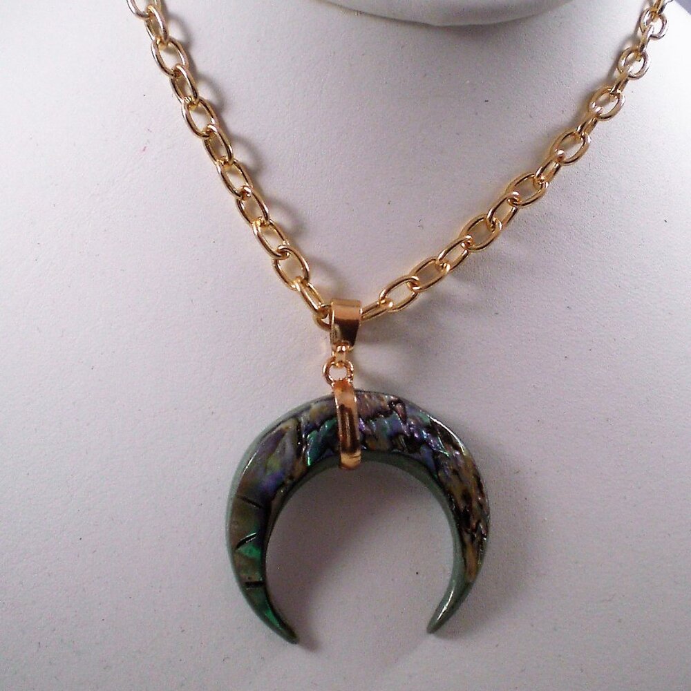 Crescent Abalone Pendant Necklace